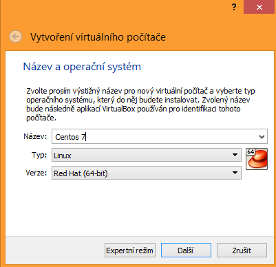 Centos 7 1. obrazovka instalace VM