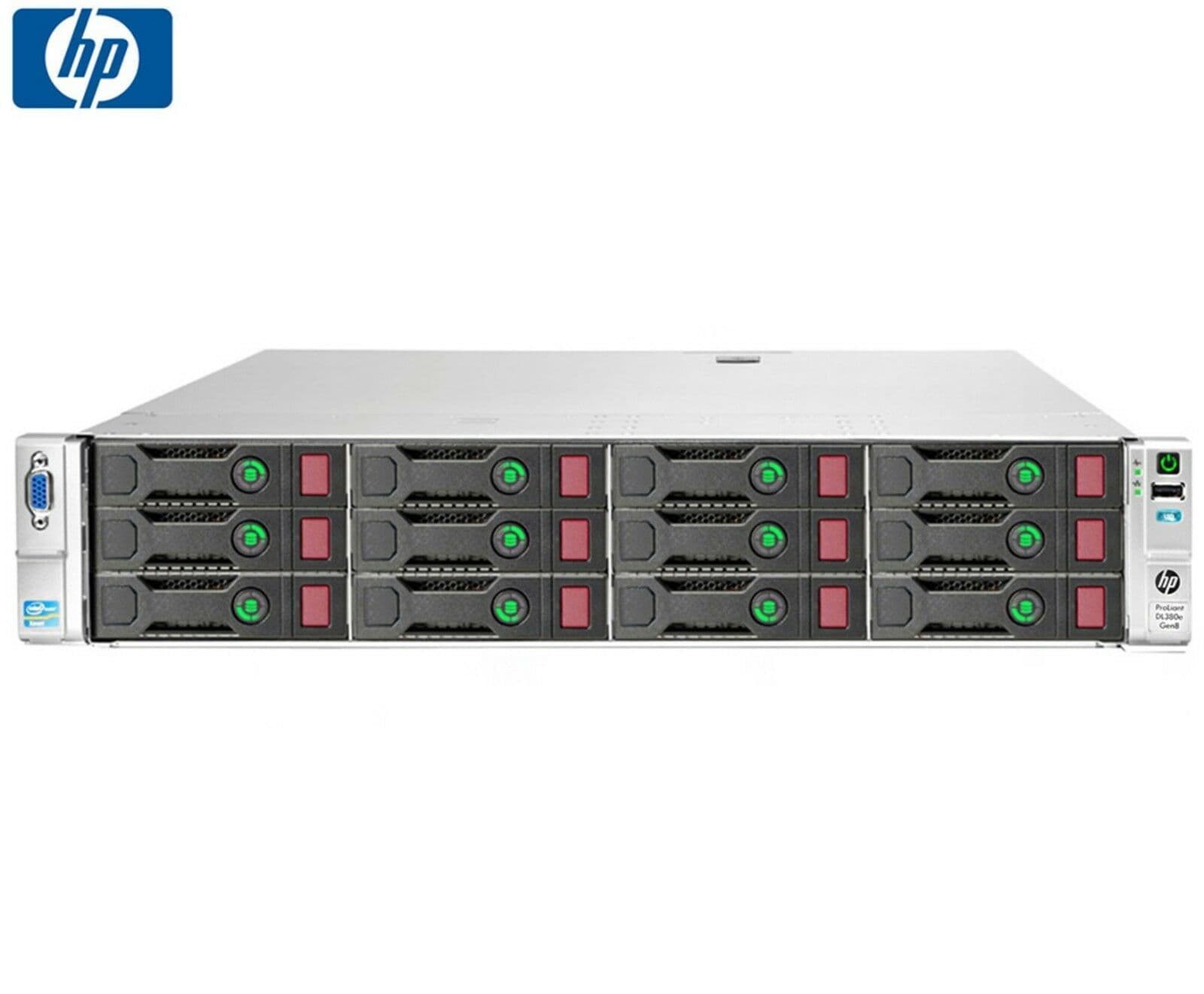 vlevo nahoře logo společnosti HP, na obrázku 12 diskový server velikosti 2U s podporou až 14x 3,5" pevných disků
