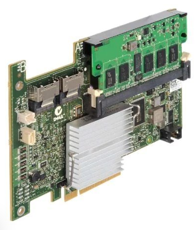 Dell PERC H700 řadič s přídavnou cachí, stříbrným chladičem, používaným v serverech DELL